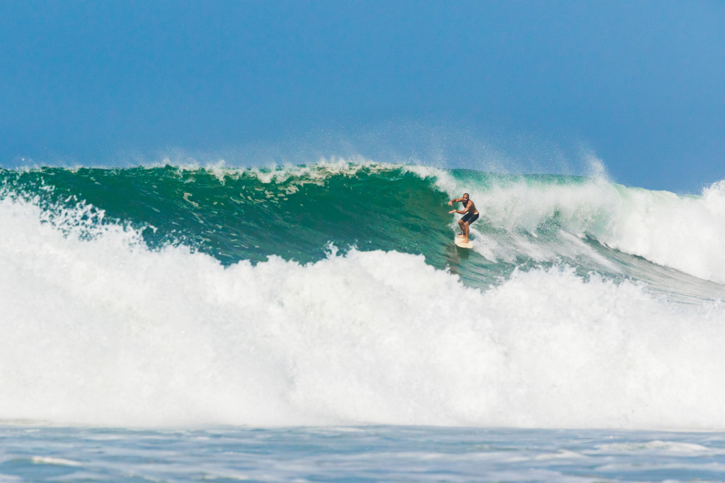 Trip Leader Max H-P on a perfect wave on Playa Santa Teresa